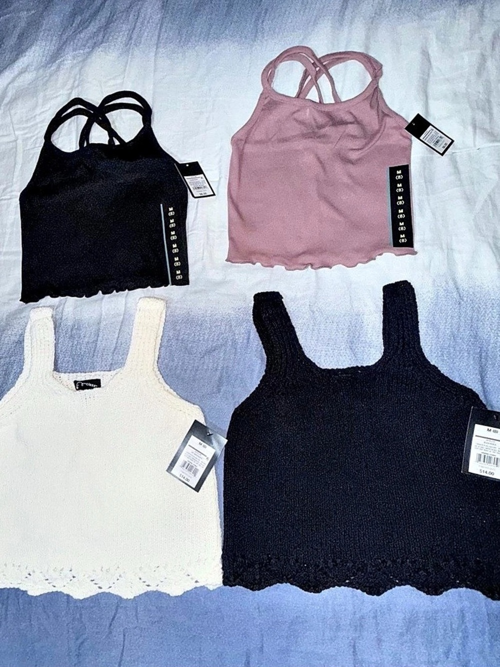 (#45) art class Girls Tank Top Set Black white & Pink white Size 8 Medium NWT